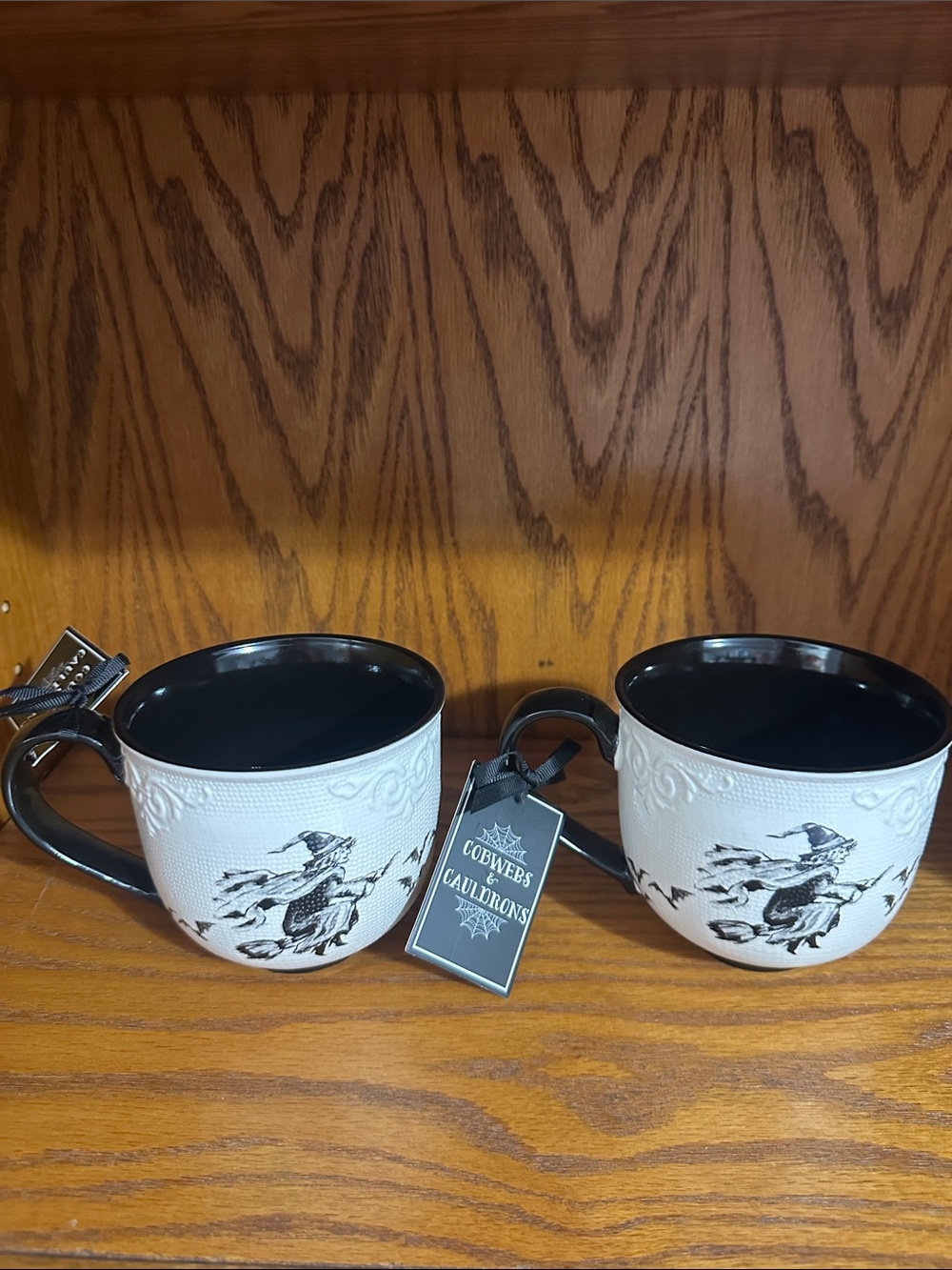Cobwebs & Cauldrons Halloween witch set of 2 coffee mugs